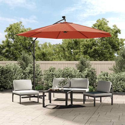 Ombrellone a Sbalzo con LED e Palo in Acciaio Terracotta | homemem39