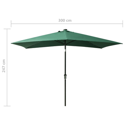 Ombrellone a Sbalzo con Palo in Acciaio e LED Verde 2x3 m | homemem39