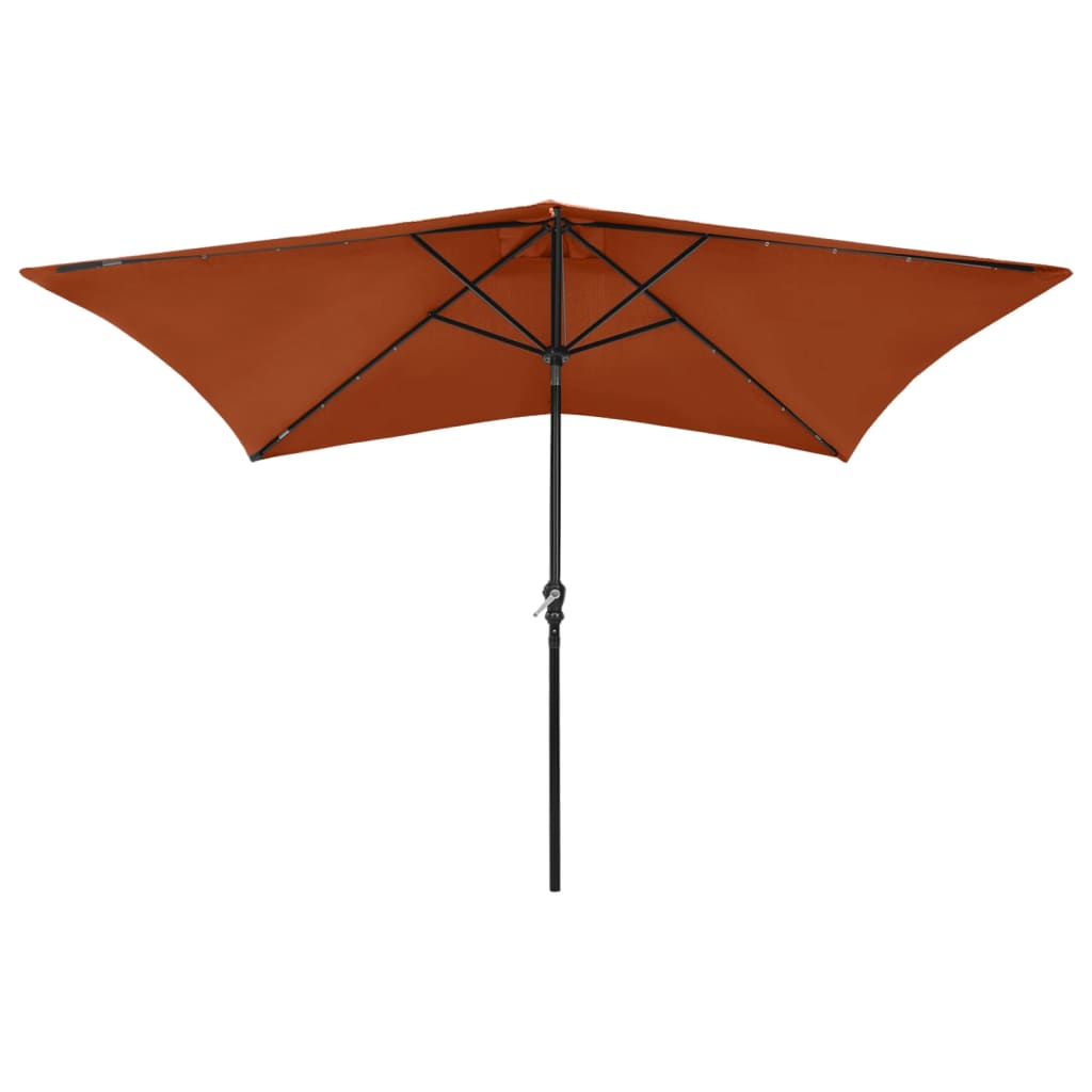 Ombrellone da Giardino con LED Palo in Acciaio Terracotta 2x3 m | homemem39