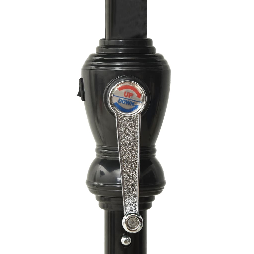 Ombrellone a Sbalzo con Palo in Acciaio e LED Nero 2x3 m - homemem39