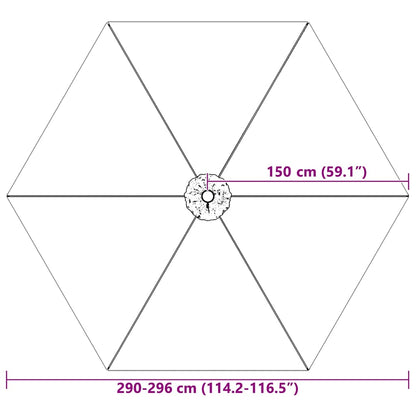 Telo di Ricambio per Ombrellone Antracite 300 cm