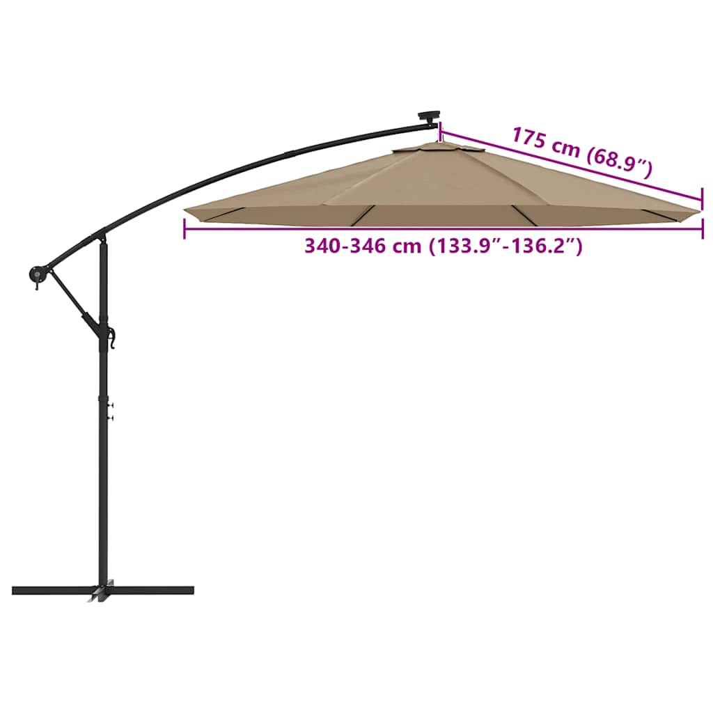 Tessuto di ricambio per ombrellone a sbalzo color talpa 350 cm