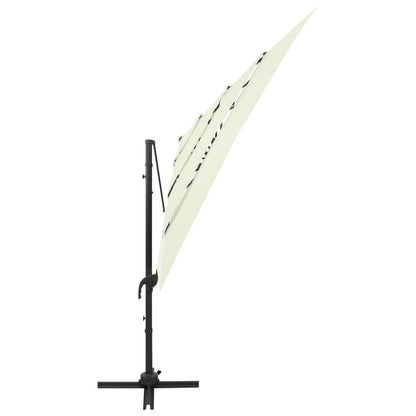 Ombrellone a Sbalzo 4 Livelli Palo Alluminio 250x250 cm Sabbia | homemem39