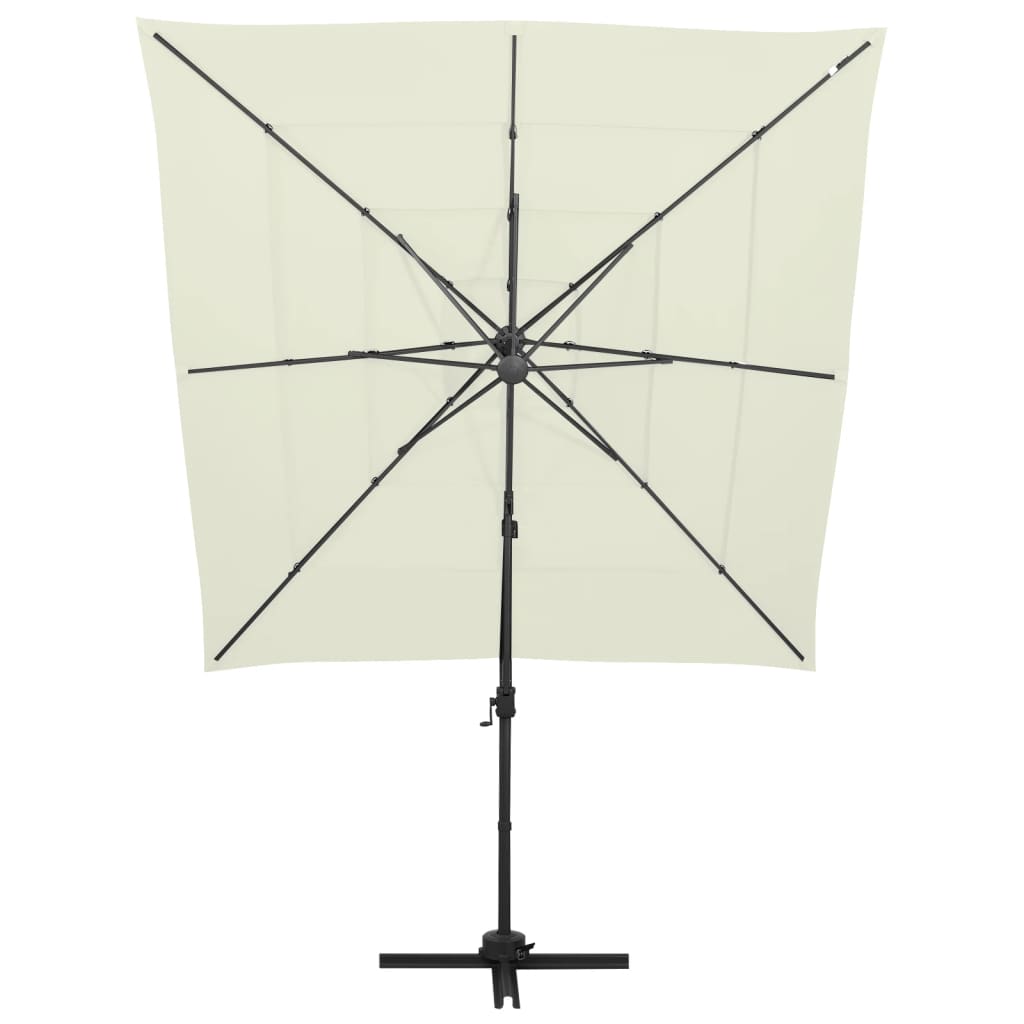 Ombrellone a Sbalzo 4 Livelli Palo Alluminio 250x250 cm Sabbia | homemem39