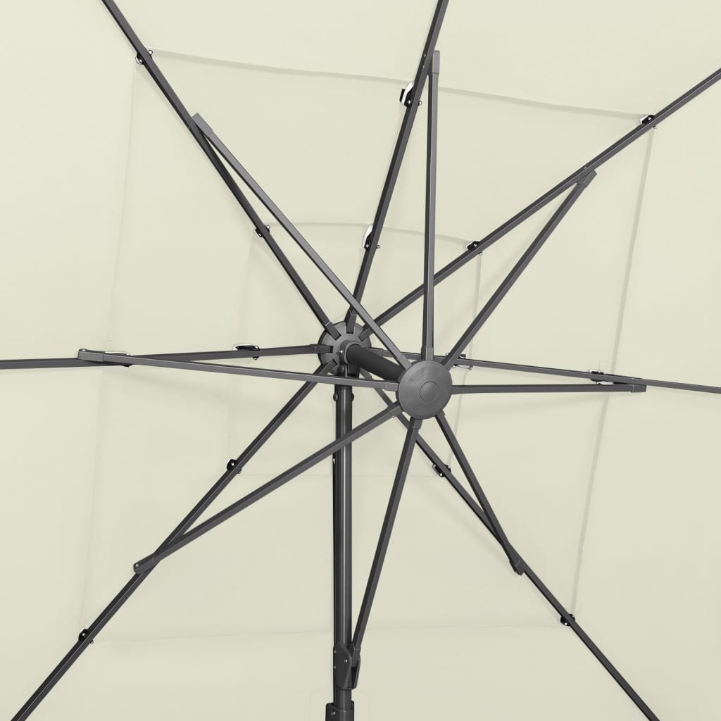 Ombrellone a Sbalzo 4 Livelli Palo Alluminio 250x250 cm Sabbia | homemem39