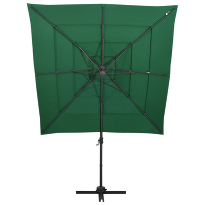 Ombrellone a Sbalzo 4 Livelli Palo Alluminio 250x250 cm Verde | homemem39