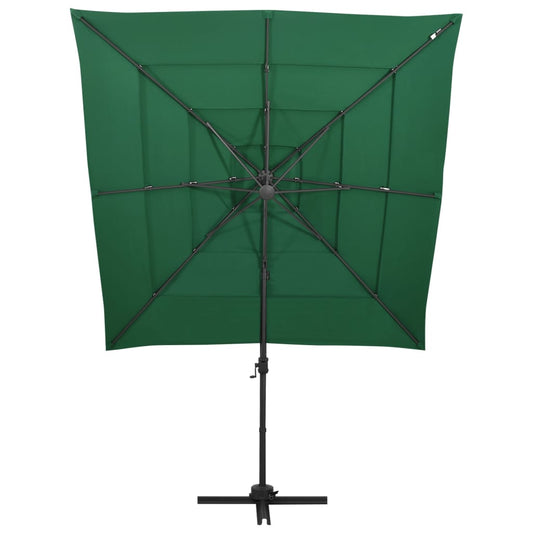 Ombrellone a Sbalzo 4 Livelli Palo Alluminio 250x250 cm Verde | homemem39