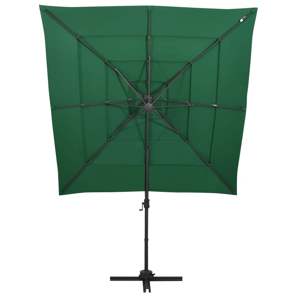 Ombrellone a Sbalzo 4 Livelli Palo Alluminio 250x250 cm Verde - homemem39