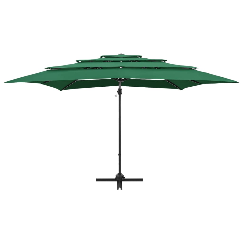Ombrellone a Sbalzo 4 Livelli Palo Alluminio 250x250 cm Verde | homemem39