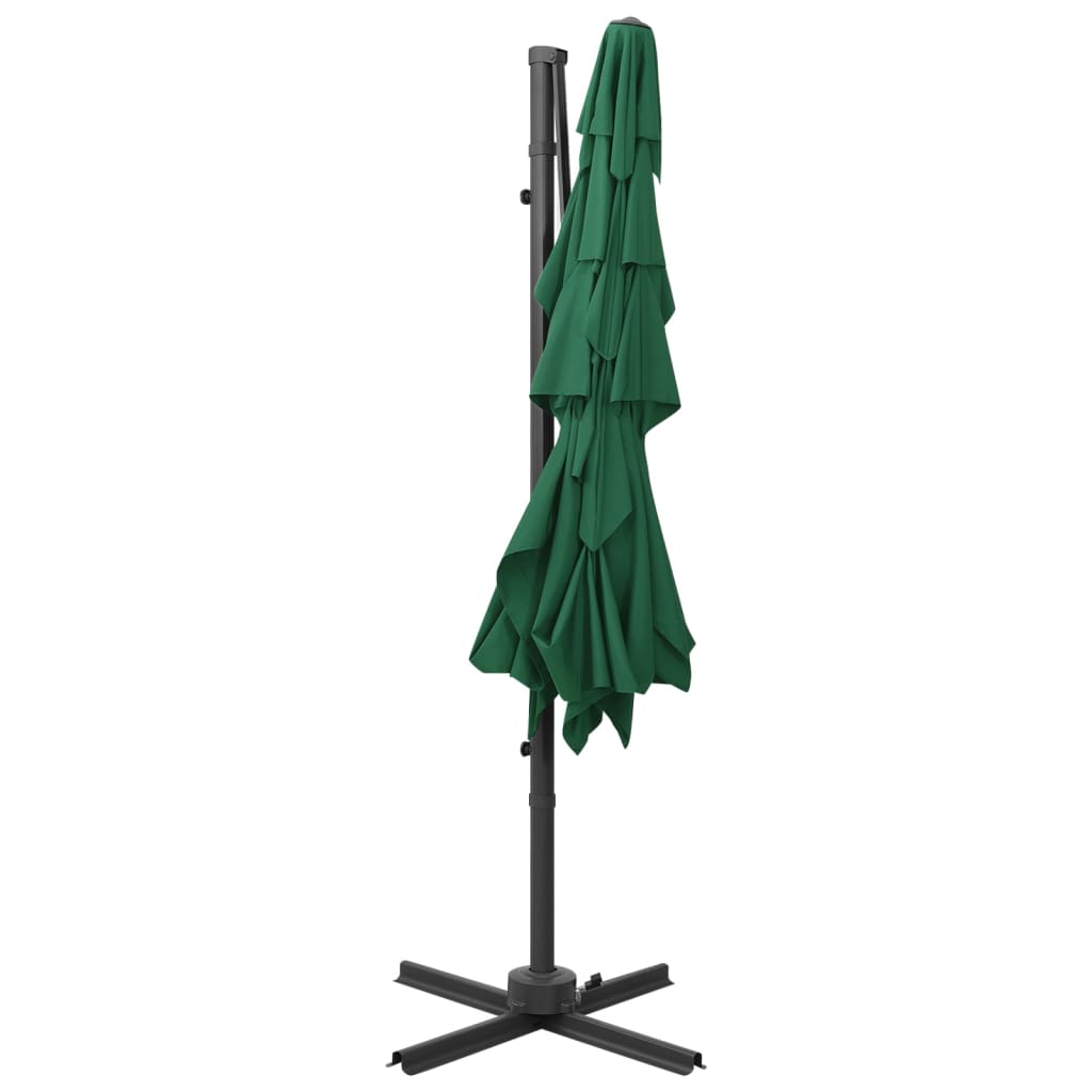 Ombrellone a Sbalzo 4 Livelli Palo Alluminio 250x250 cm Verde | homemem39