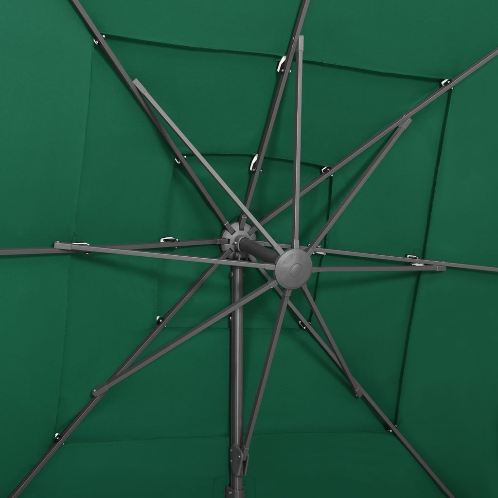 Ombrellone a Sbalzo 4 Livelli Palo Alluminio 250x250 cm Verde | homemem39