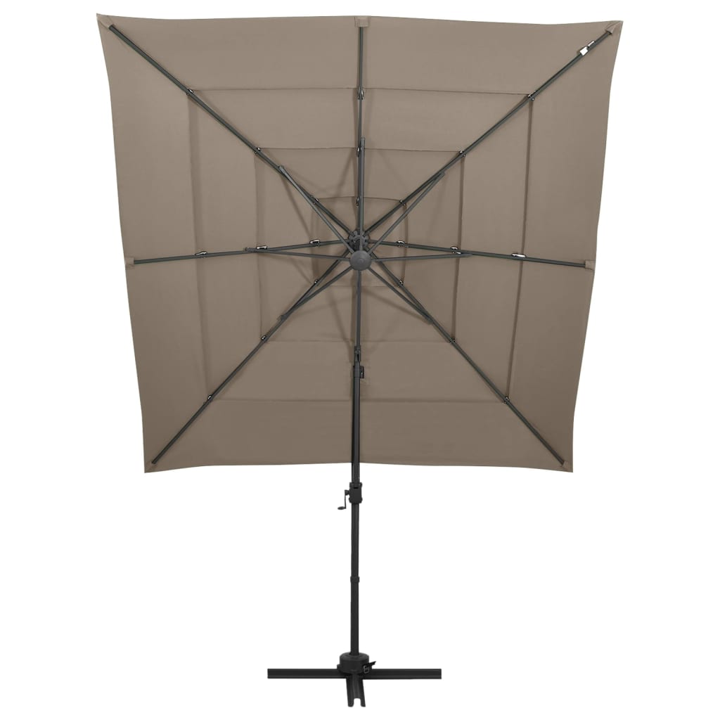 Ombrellone a Sbalzo 4 Livelli Palo Alluminio 250x250 cm Tortora | homemem39