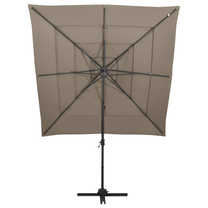 Ombrellone a Sbalzo 4 Livelli Palo Alluminio 250x250 cm Tortora | homemem39