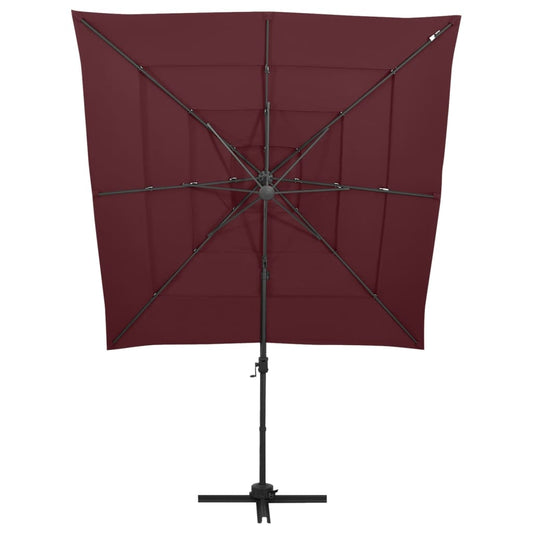Ombrellone a 4 Livelli Palo in Alluminio 250x250 cm Bordeaux | homemem39