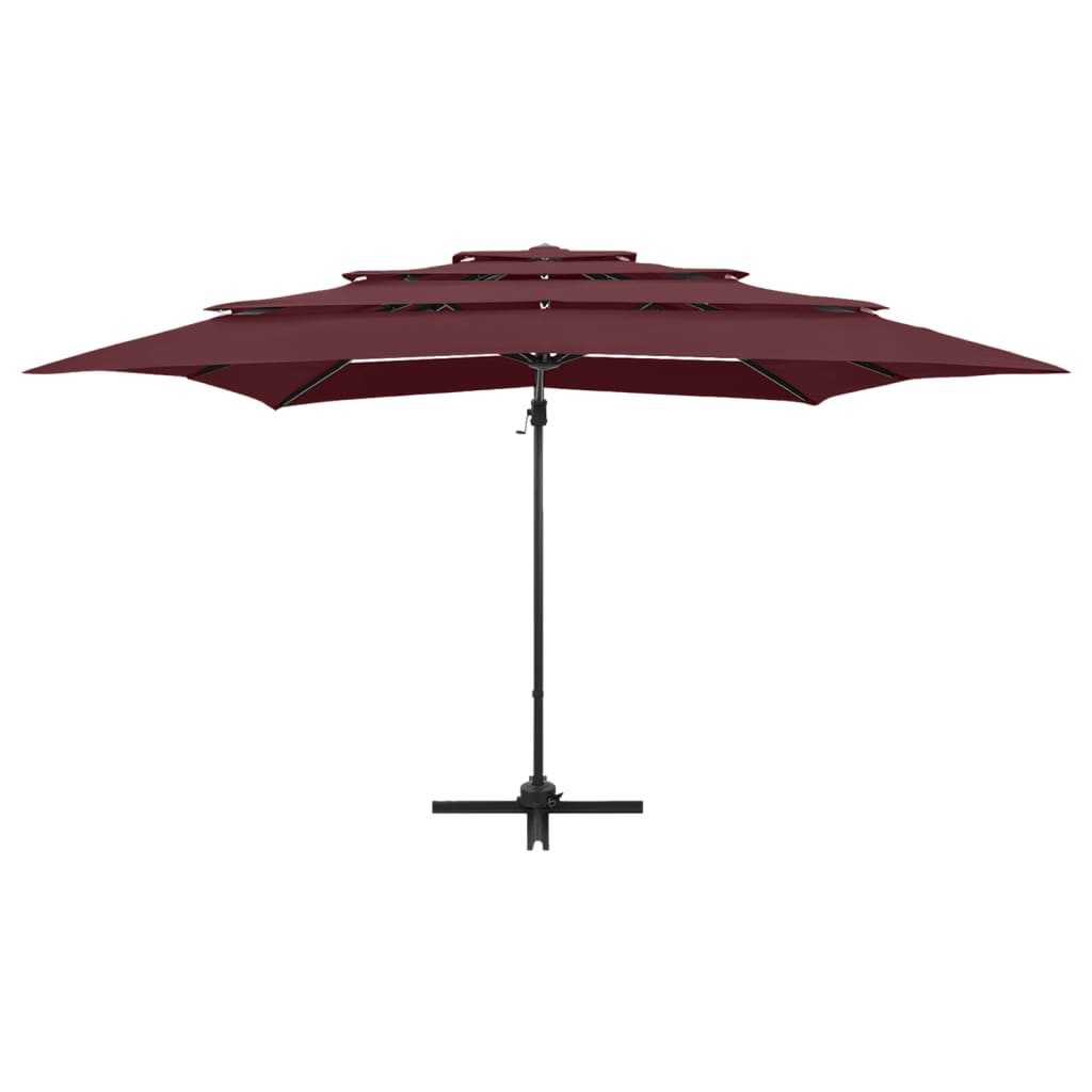 Ombrellone a 4 Livelli Palo in Alluminio 250x250 cm Bordeaux | homemem39