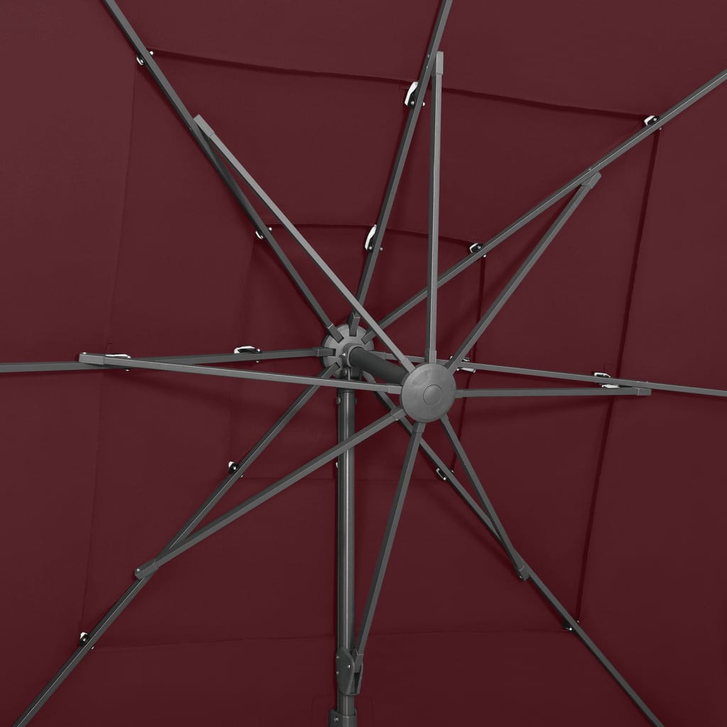 Ombrellone a 4 Livelli Palo in Alluminio 250x250 cm Bordeaux - homemem39