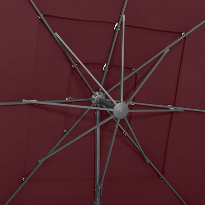 Ombrellone a 4 Livelli Palo in Alluminio 250x250 cm Bordeaux - homemem39