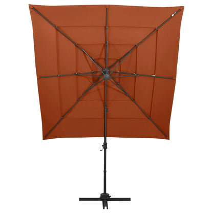 Ombrellone a 4 Livelli Palo in Alluminio 250x250 cm Terracotta - homemem39