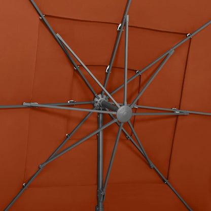 Ombrellone a 4 Livelli Palo in Alluminio 250x250 cm Terracotta - homemem39