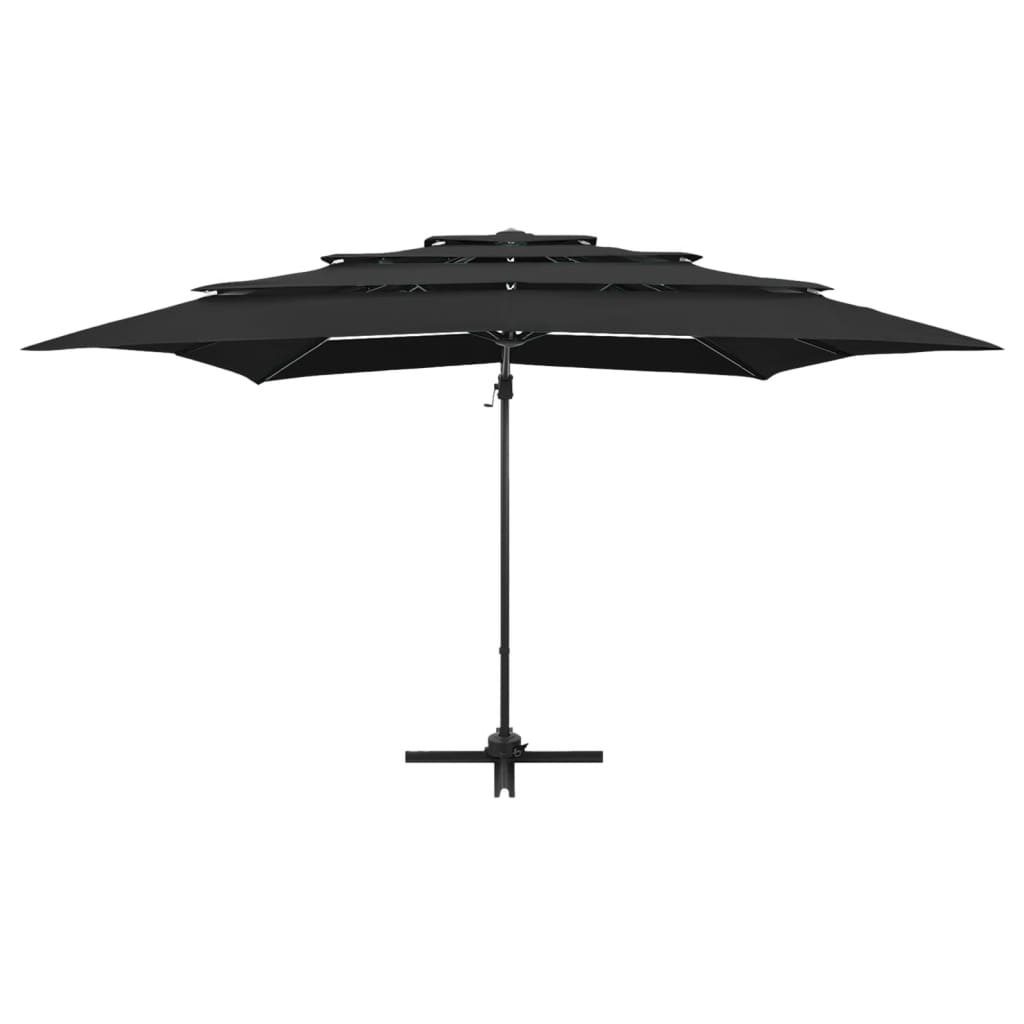 Ombrellone a Sbalzo a 4 Livelli Palo Alluminio 250x250 cm Nero | homemem39