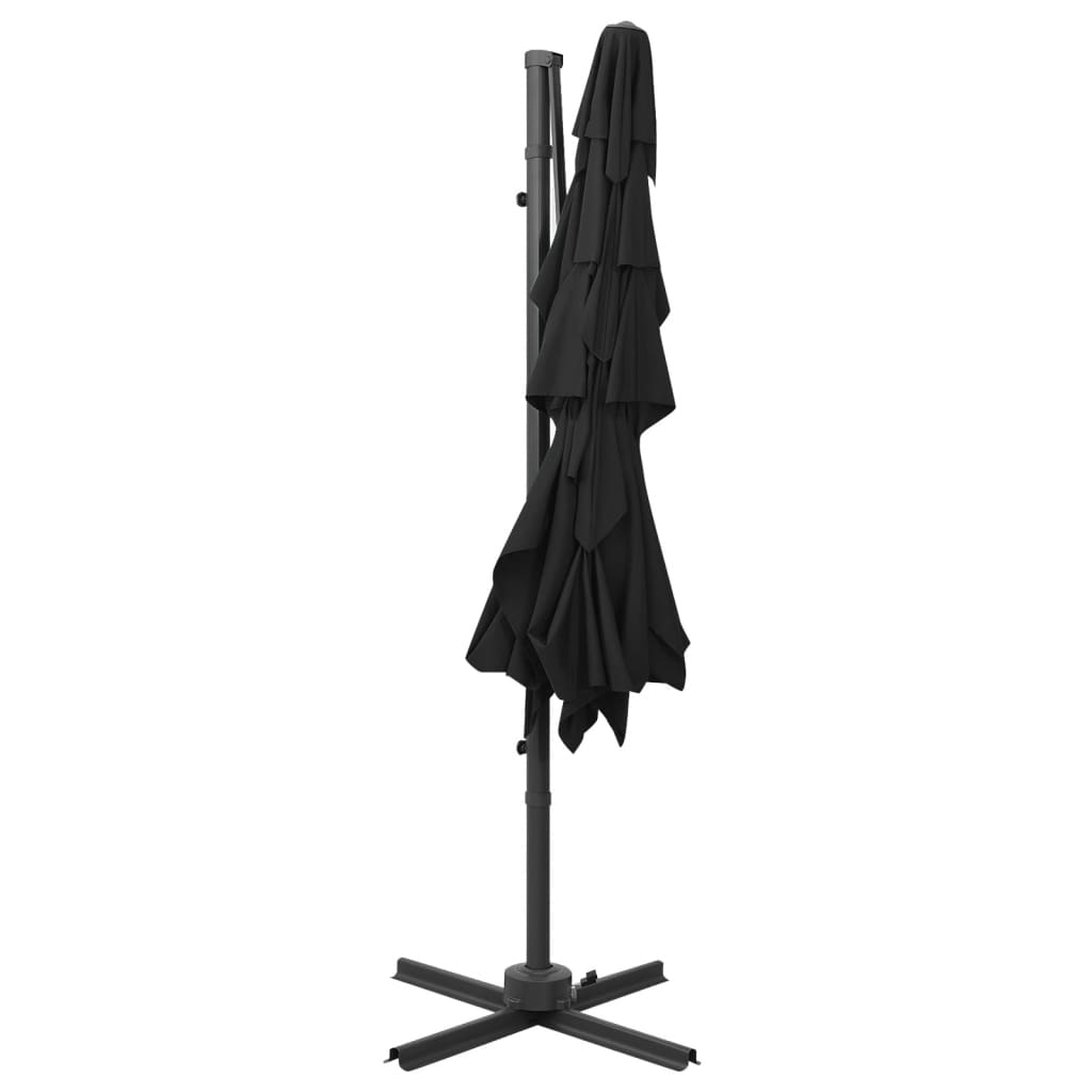 Ombrellone a Sbalzo a 4 Livelli Palo Alluminio 250x250 cm Nero | homemem39