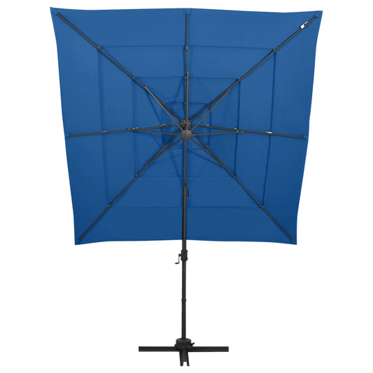 Ombrellone a Sbalzo 4 Livelli Palo in Alluminio 250x250 cm Blu | homemem39