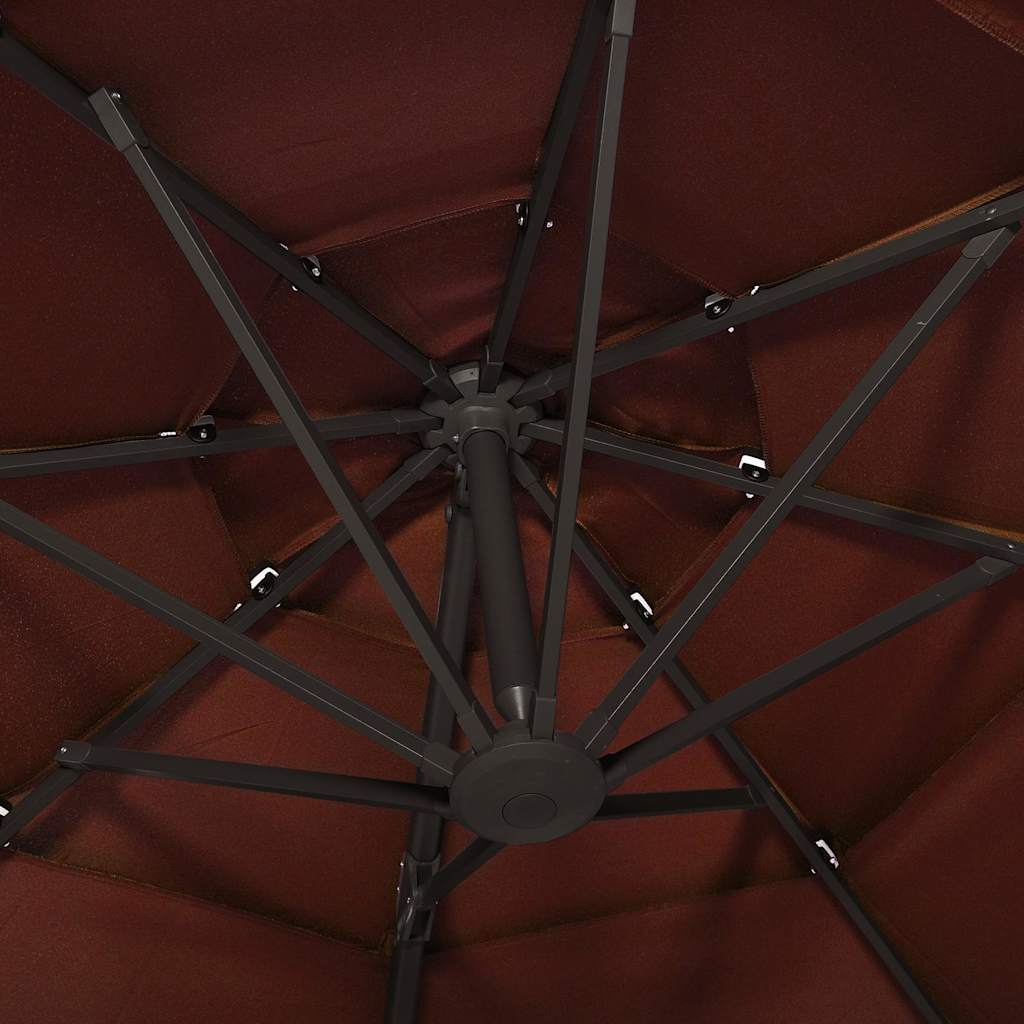 Ombrellone a Sbalzo 4 Livelli Palo in Alluminio 3x3m Terracotta | homemem39
