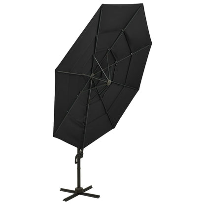 Ombrellone a Sbalzo a 4 Livelli Palo in Alluminio 3x3 m Nero | homemem39