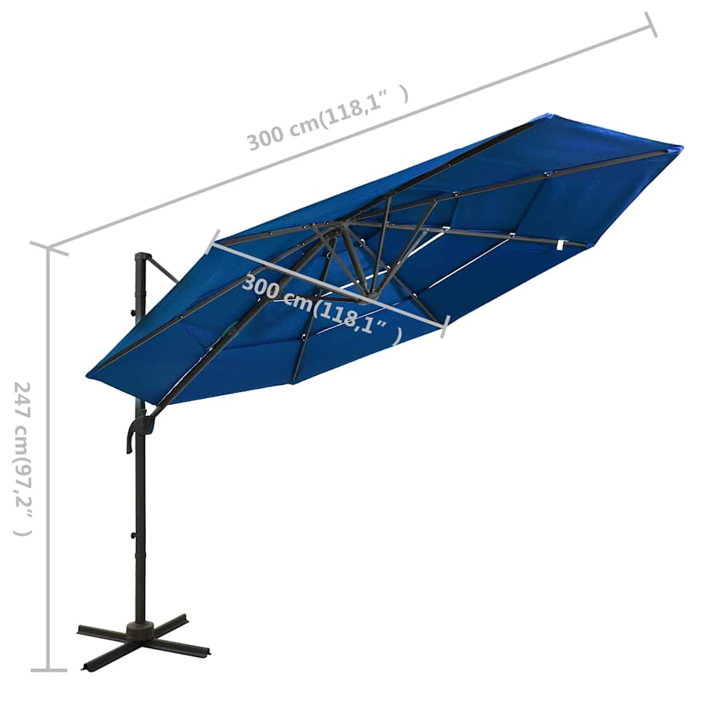 Ombrellone da Giardino 4 Livelli Palo in Alluminio Azzurro 3x3m | homemem39