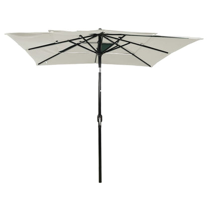 Ombrellone a Sbalzo 3 Livelli Palo Alluminio 2,5x2,5 m Sabbia | homemem39