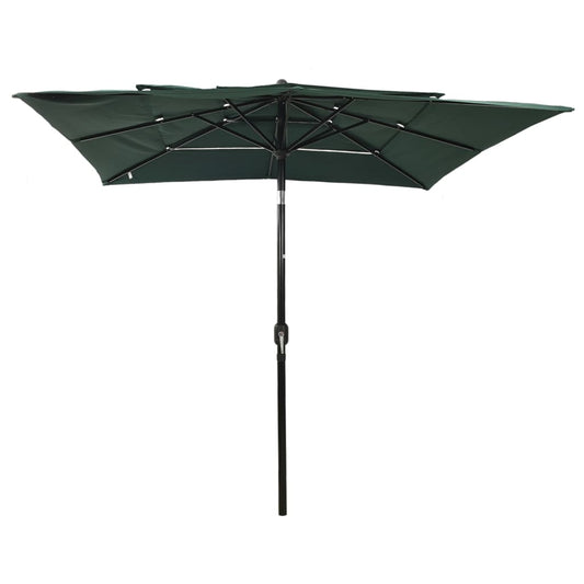 Ombrellone a 3 Livelli con Palo in Alluminio Verde 2,5x2,5 m | homemem39