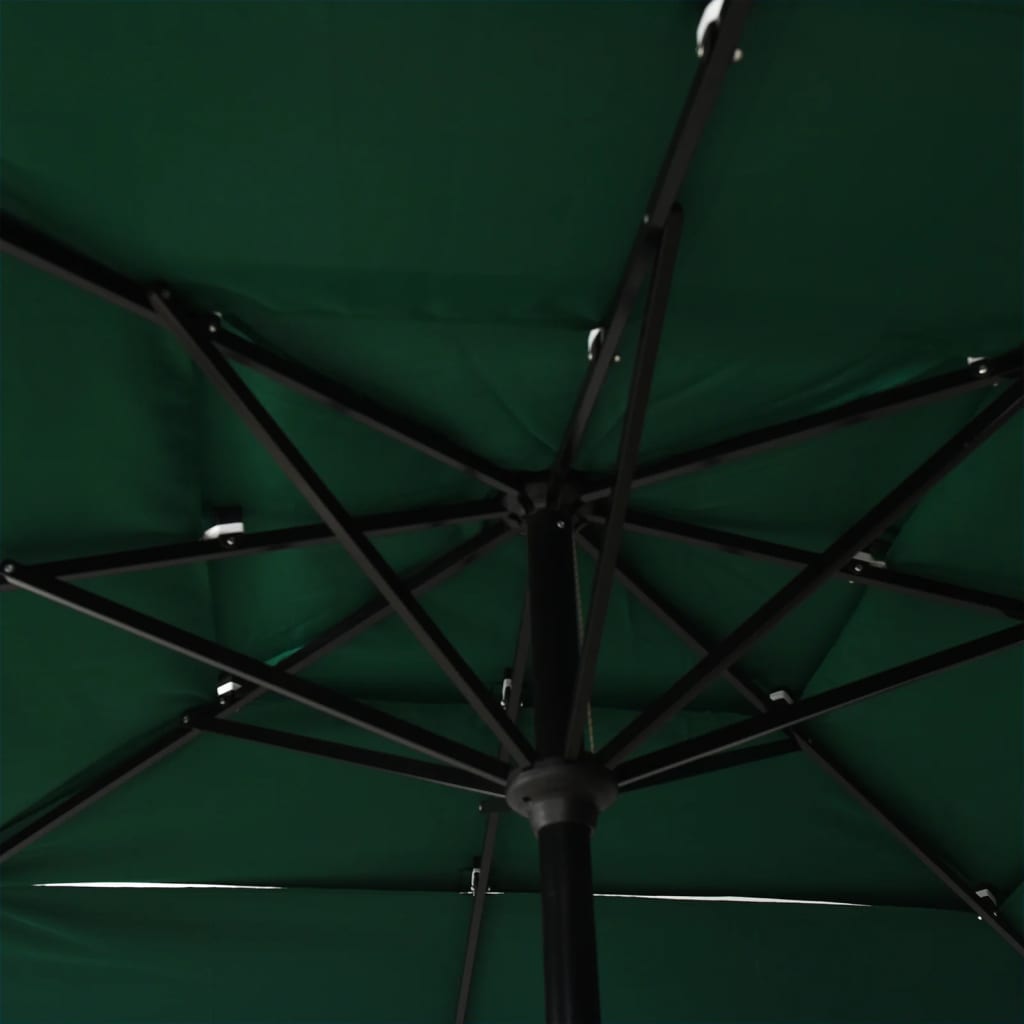 Ombrellone a 3 Livelli con Palo in Alluminio Verde 2,5x2,5 m | homemem39