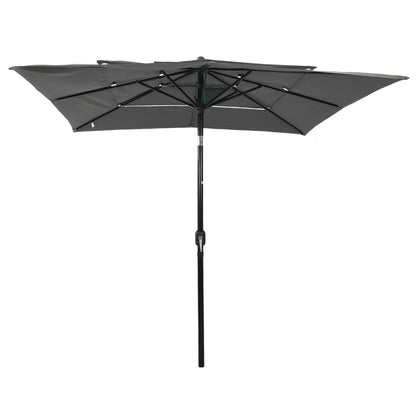 Ombrellone a 3 Livelli con Palo in Alluminio Antracite 2,5x2,5m | homemem39