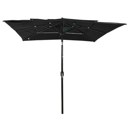 Ombrellone a Sbalzo 3 Livelli Palo Alluminio 2,5x2,5 m Nero | homemem39