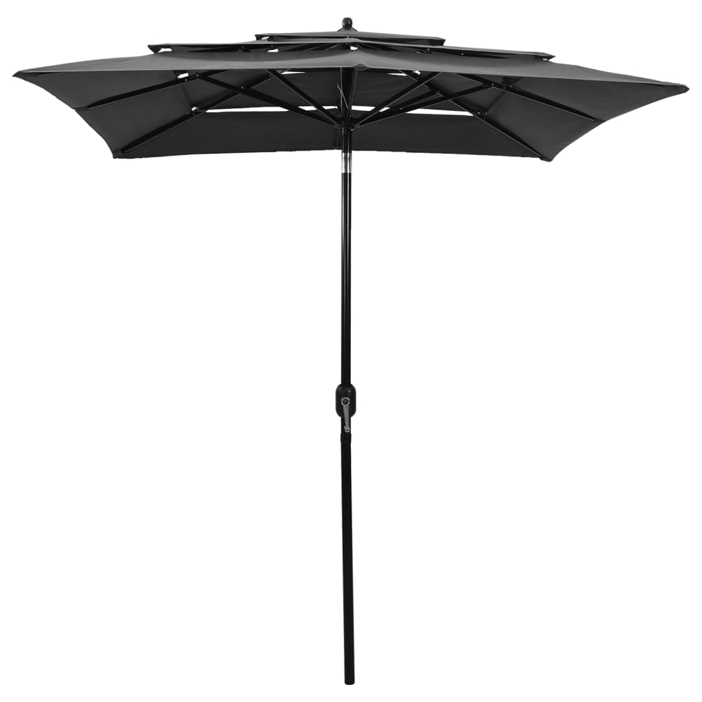 Ombrellone a 3 Livelli con Palo in Alluminio Antracite 2x2 m | homemem39