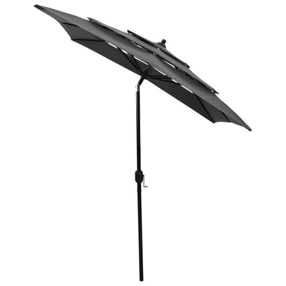 Ombrellone a 3 Livelli con Palo in Alluminio Antracite 2x2 m | homemem39