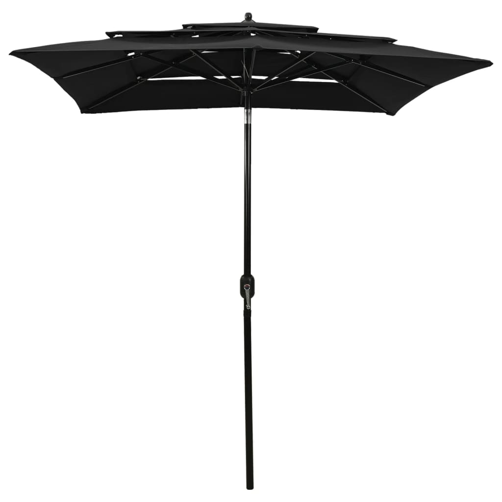 Ombrellone a Sbalzo 3 Livelli Palo Alluminio 2x2 m Nero | homemem39