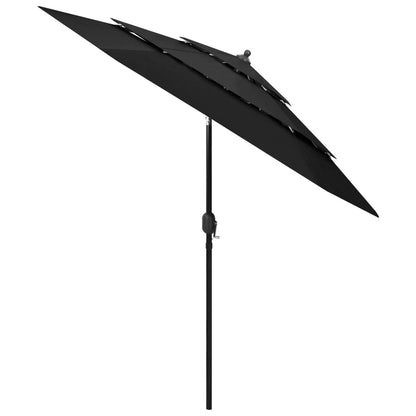 Ombrellone a Sbalzo 3 Livelli Palo Alluminio 2,5 m Nero | homemem39
