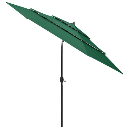 Ombrellone a 3 Livelli con Palo in Alluminio Verde 3 m | homemem39