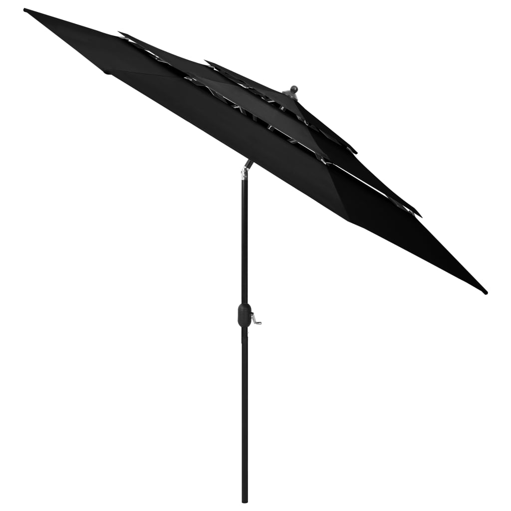 Ombrellone a Sbalzo 3 Livelli Palo Alluminio 3 m Nero | homemem39