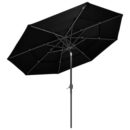 Ombrellone a Sbalzo 3 Livelli Palo Alluminio 3 m Nero | homemem39