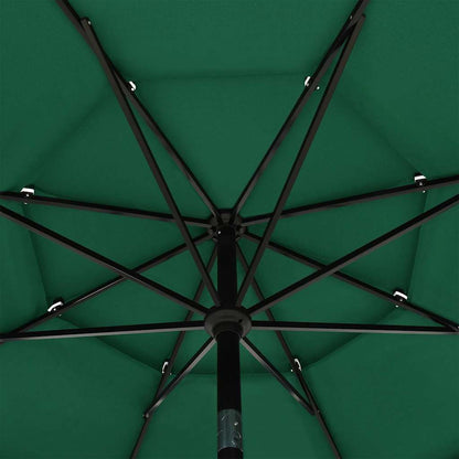 Ombrellone a 3 Livelli con Palo in Alluminio Verde 3,5 m | homemem39