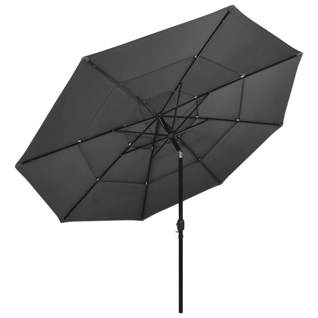 Ombrellone a 3 Livelli con Palo in Alluminio Antracite 3,5 m | homemem39