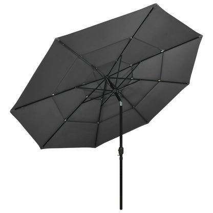 Ombrellone a 3 Livelli con Palo in Alluminio Antracite 3,5 m | homemem39