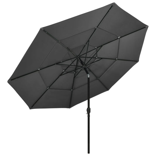 Ombrellone a 3 Livelli con Palo in Alluminio Antracite 3,5 m | homemem39