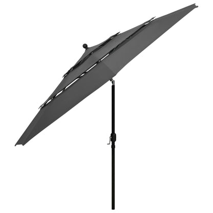 Ombrellone a 3 Livelli con Palo in Alluminio Antracite 3,5 m | homemem39
