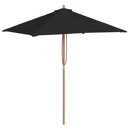 Ombrellone da Giardino con Palo in Legno 150x200 cm Nero