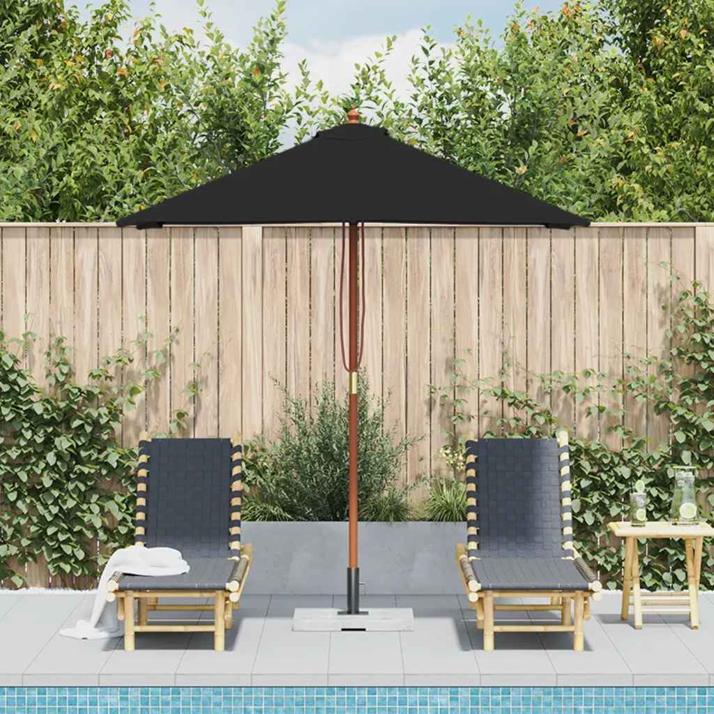 Ombrellone da Giardino con Palo in Legno 150x200 cm Nero | homemem39