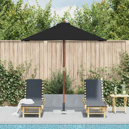 Ombrellone da Giardino con Palo in Legno 150x200 cm Nero | homemem39