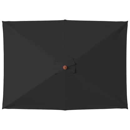 Ombrellone da Giardino con Palo in Legno 150x200 cm Nero
